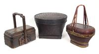 Three Decorative Asian Containers Height of tallest 19 inches. — 19TH/20TH CENTURY
