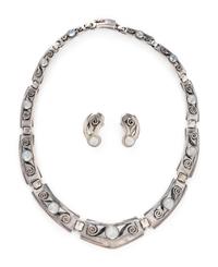 KALO, STERLING SILVER AND MOONSTONE DEMI PARURE