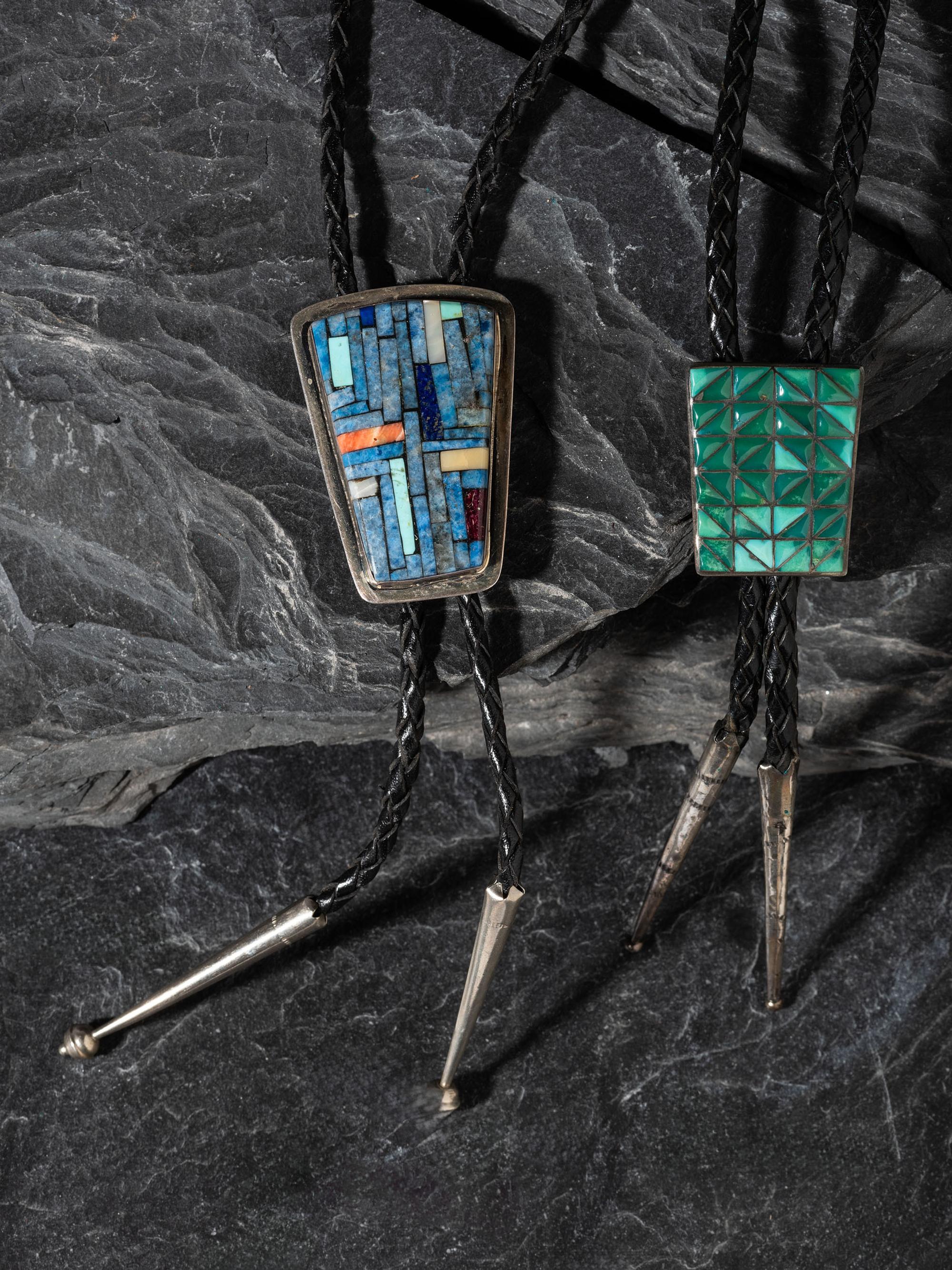 Pair of Kewa and Navajo Bolo Ties