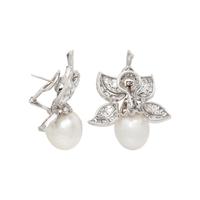 CULTURED PEARL AND DIAMOND EARRINGS