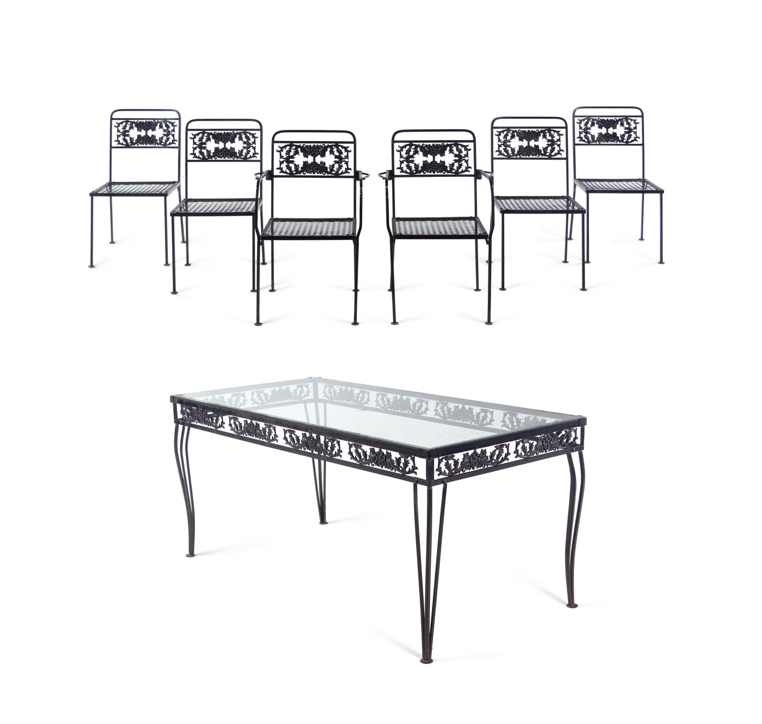 A Metal Garden Dining Table and Six Chairs