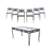 A Metal Garden Dining Table and Six Chairs