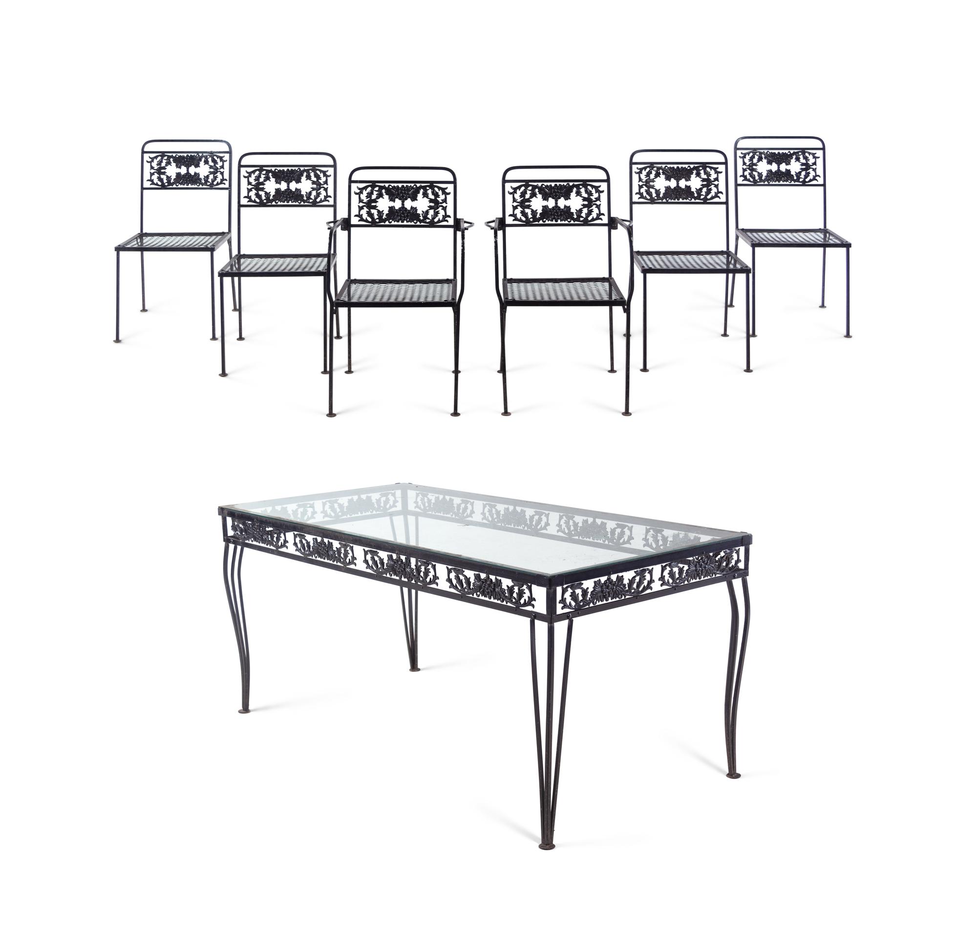 A Metal Garden Dining Table and Six Chairs