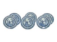 A Set of Six Chinese Export Blue and White Porcelain Plates