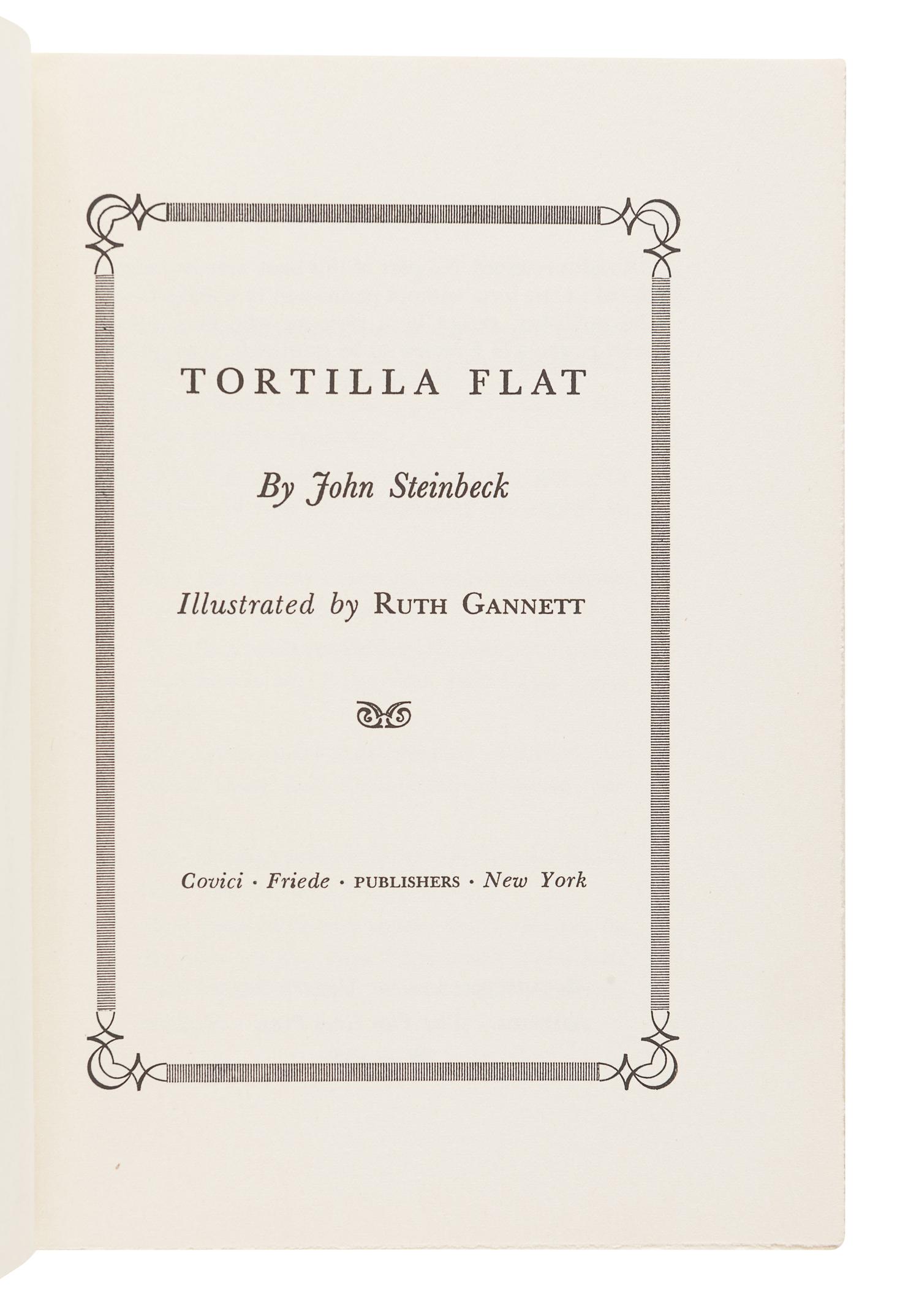 STEINBECK, John (1902-1968). Tortilla Flat. New York: Covici-Friede, 1935.