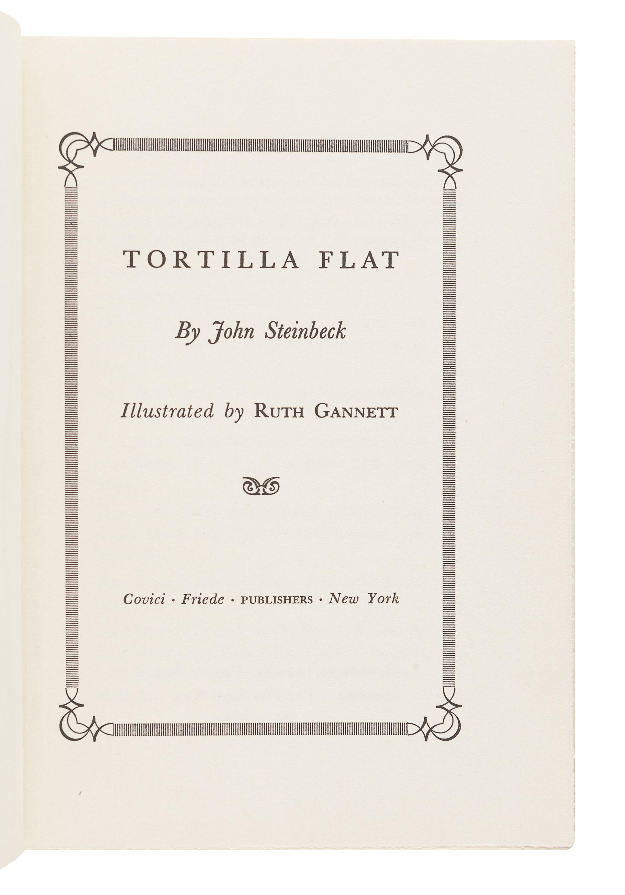 STEINBECK, John (1902-1968). Tortilla Flat. New York: Covici-Friede, 1935.