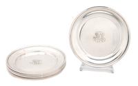 A Set of Six American Silver Bread Plates Diameter 6 inches.