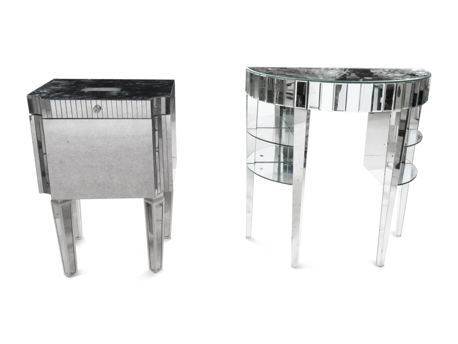 Two Mid-Century Mirrored Tables