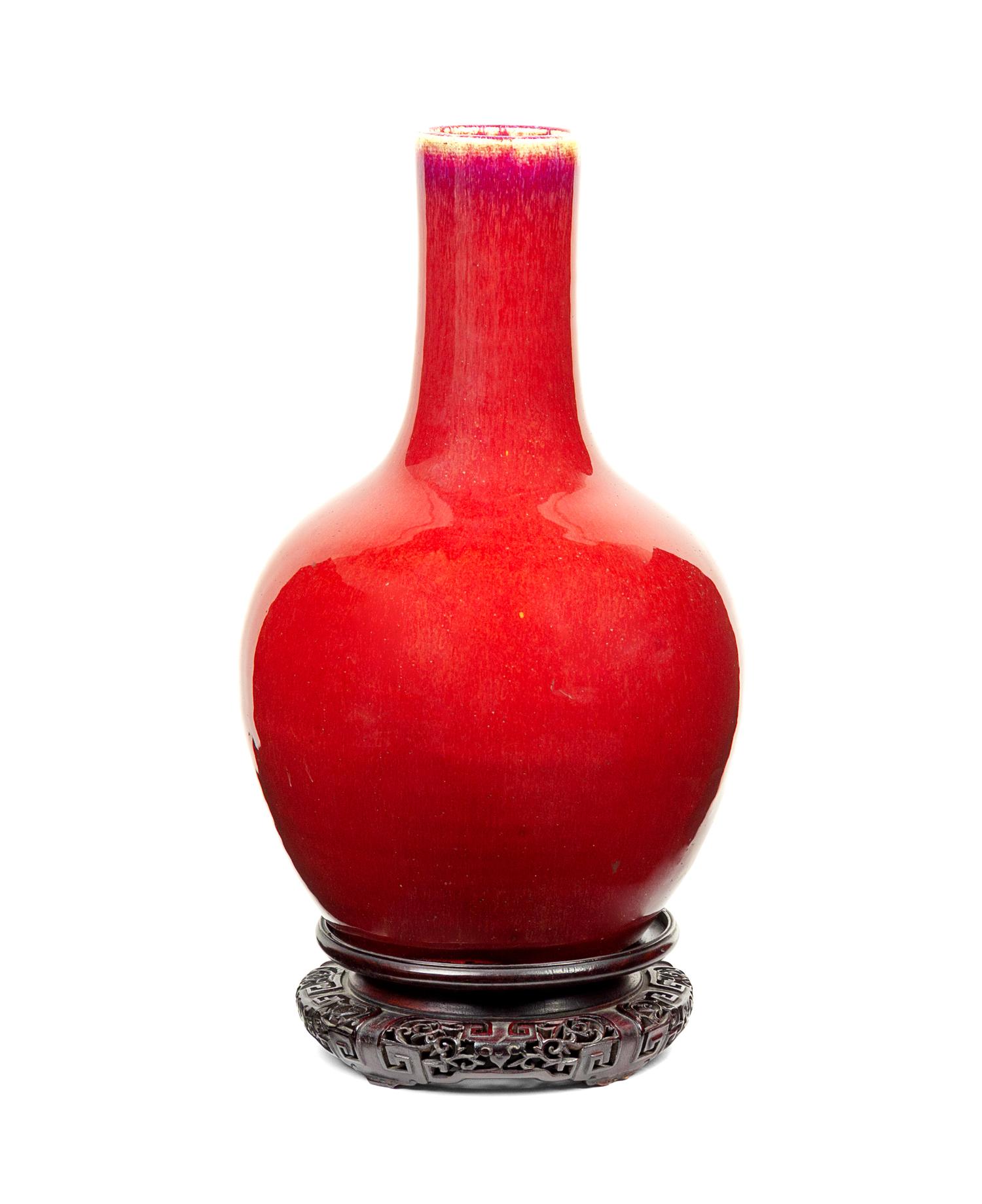 A Copper Red Glazed Porcelain Bottle Vase Height 14 3/4 inches. — 18TH/19TH CENTURY