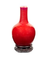 A Copper Red Glazed Porcelain Bottle Vase Height 14 3/4 inches. — 18TH/19TH CENTURY