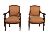 A Pair of Regency Style Mahogany Open Armchairs — 19TH CENTURY