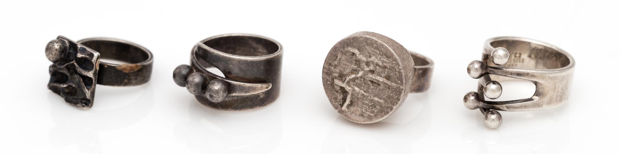 A Collection of Modernist Sterling Silver Rings, 24.60 dwts.