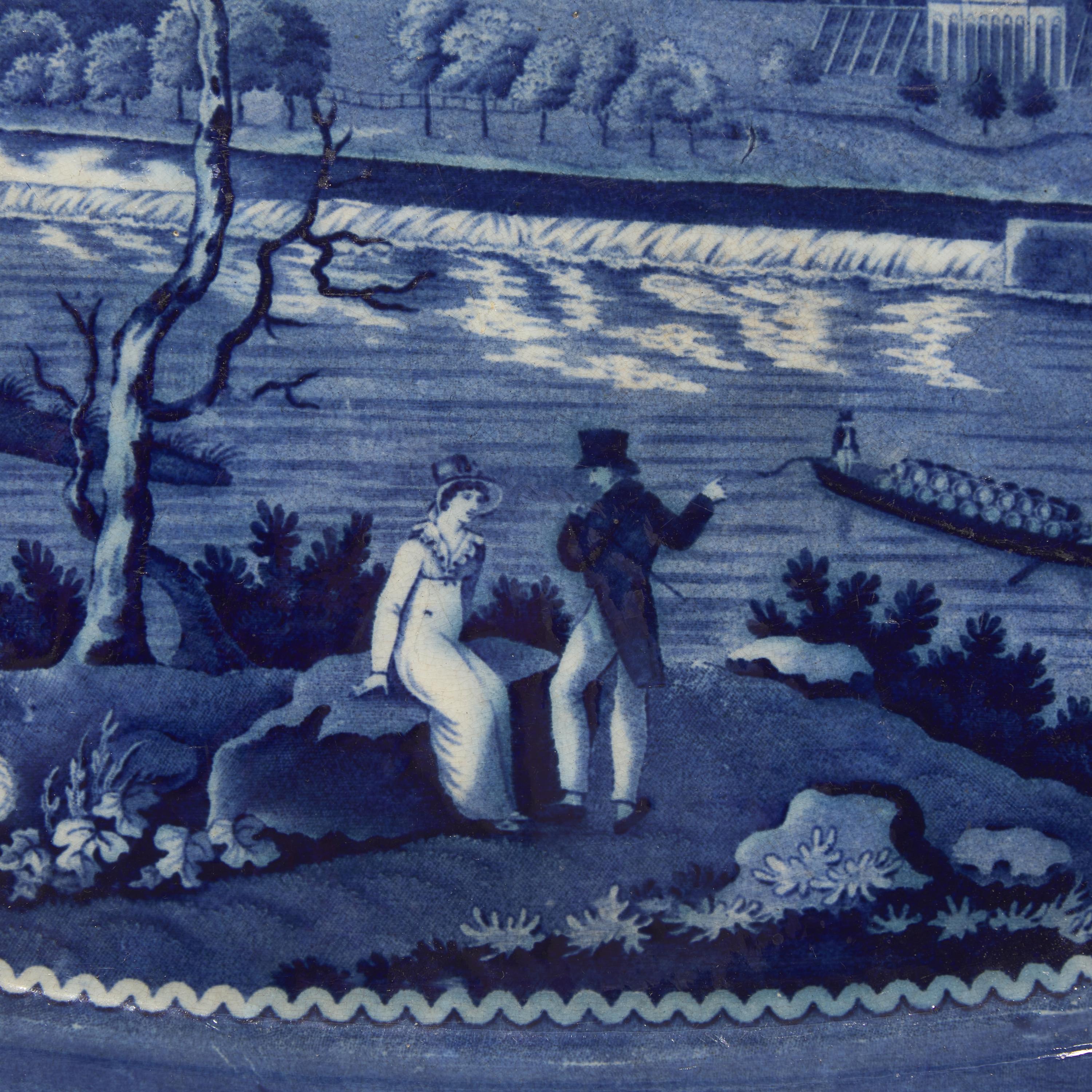 A Staffordshire Historical Blue "Fairmount Near Philadelphia" Platter