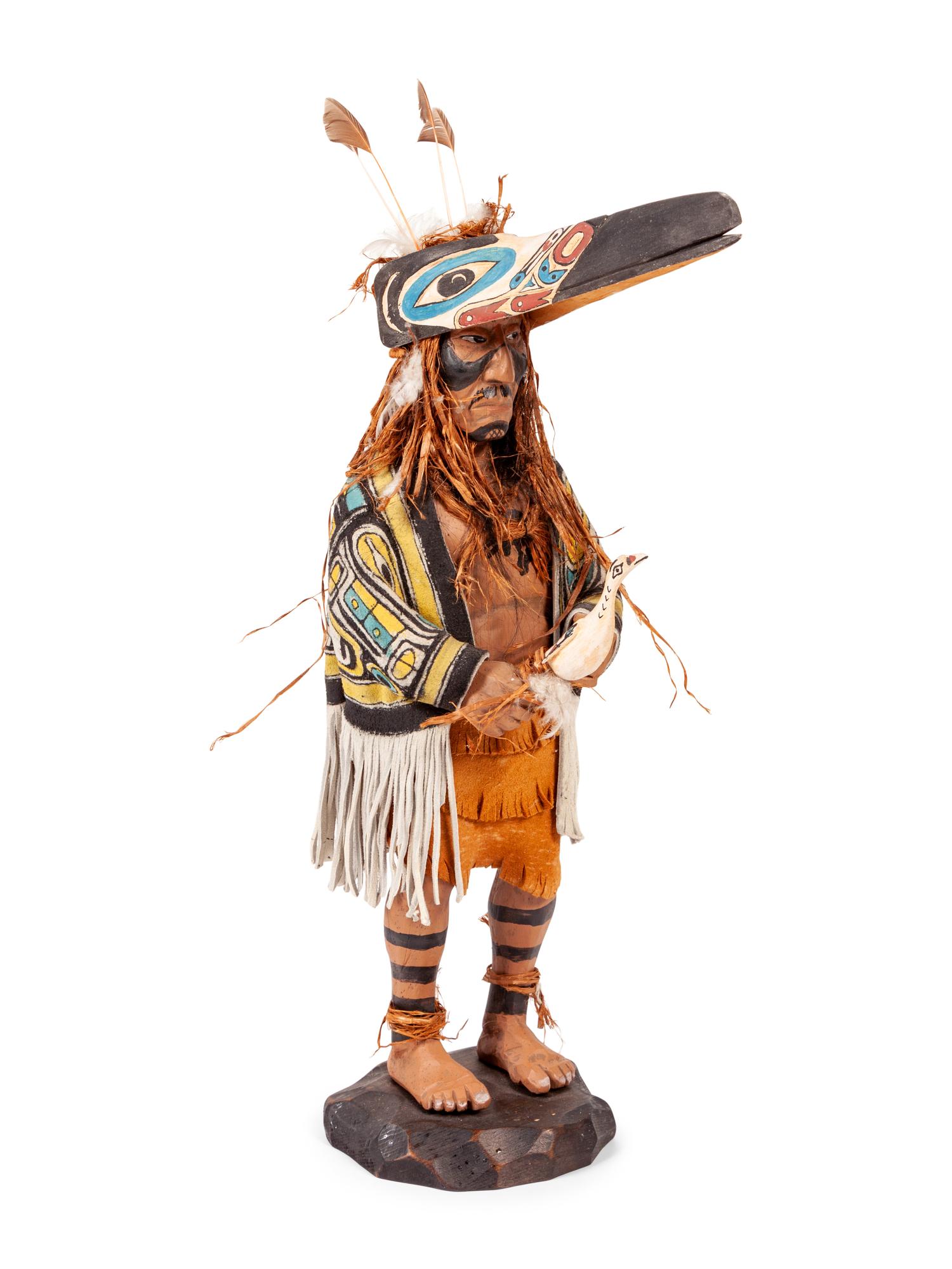 Carved Marionette of a Chief and Sculpture of a Shaman