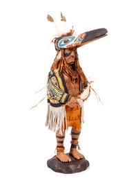 Carved Marionette of a Chief and Sculpture of a Shaman