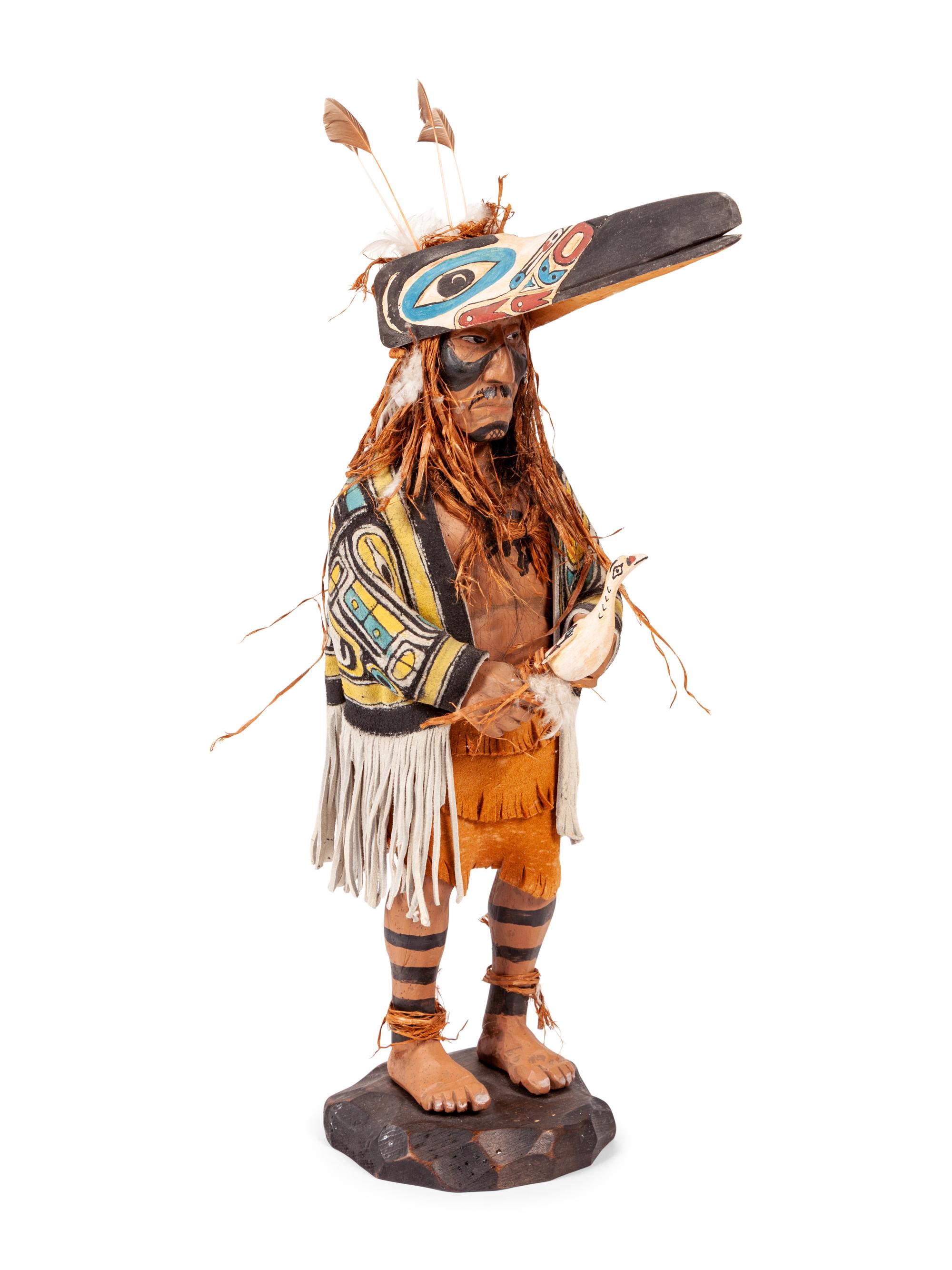 Carved Marionette of a Chief and Sculpture of a Shaman