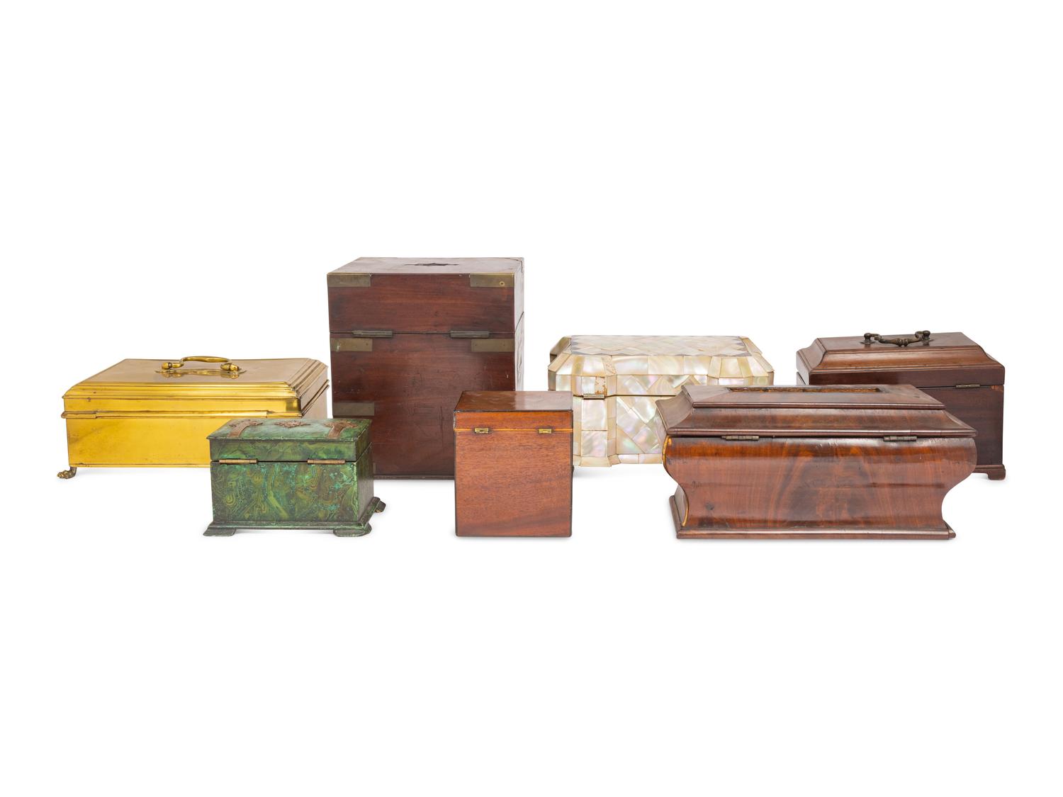 Five English Tea Caddies and Table Caskets