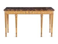 An Adam Style Giltwood and Faux Marble Console Table