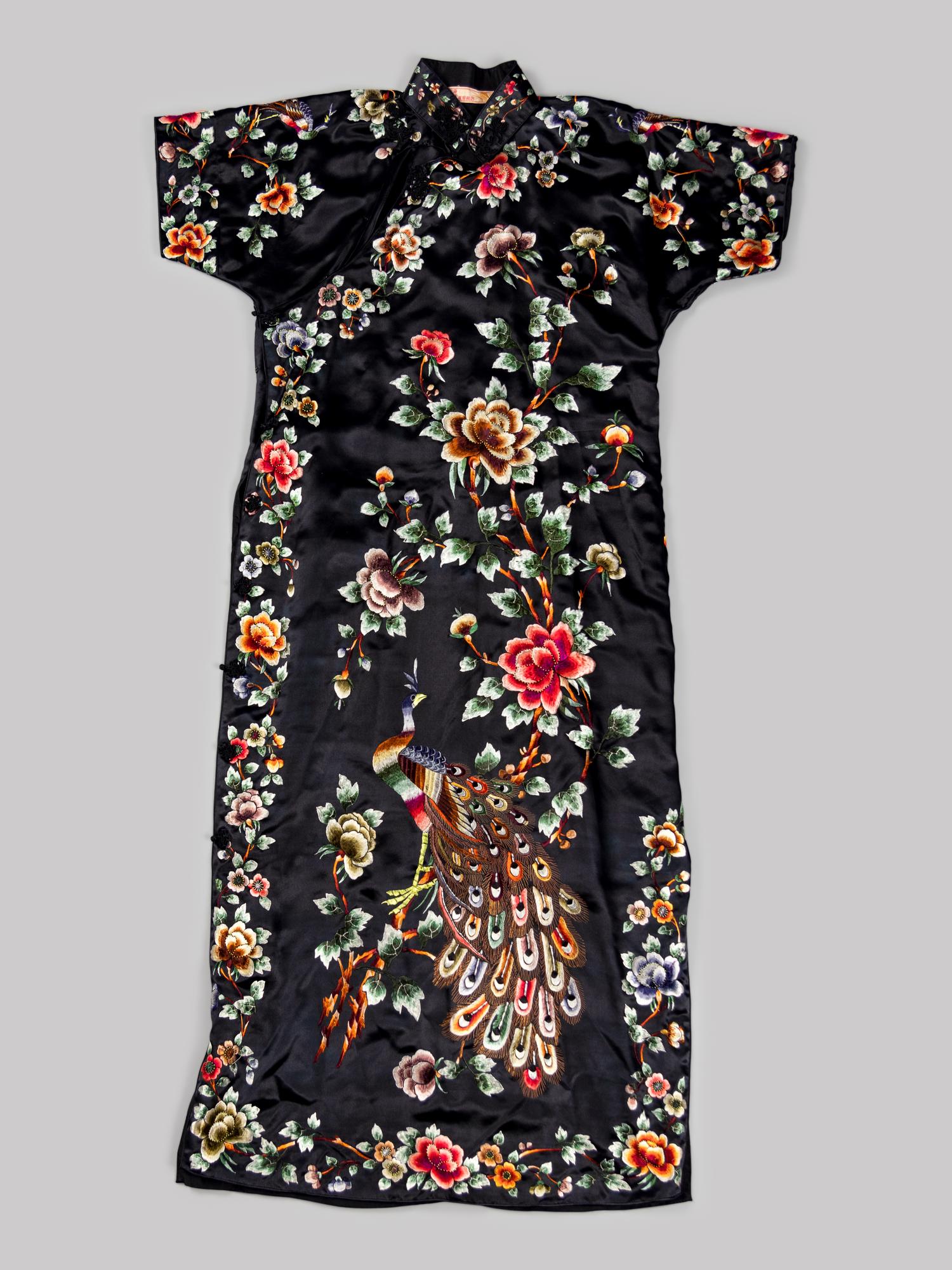 Three Chinese Embroidered Silk Ladies' Cheongsam, Qipao