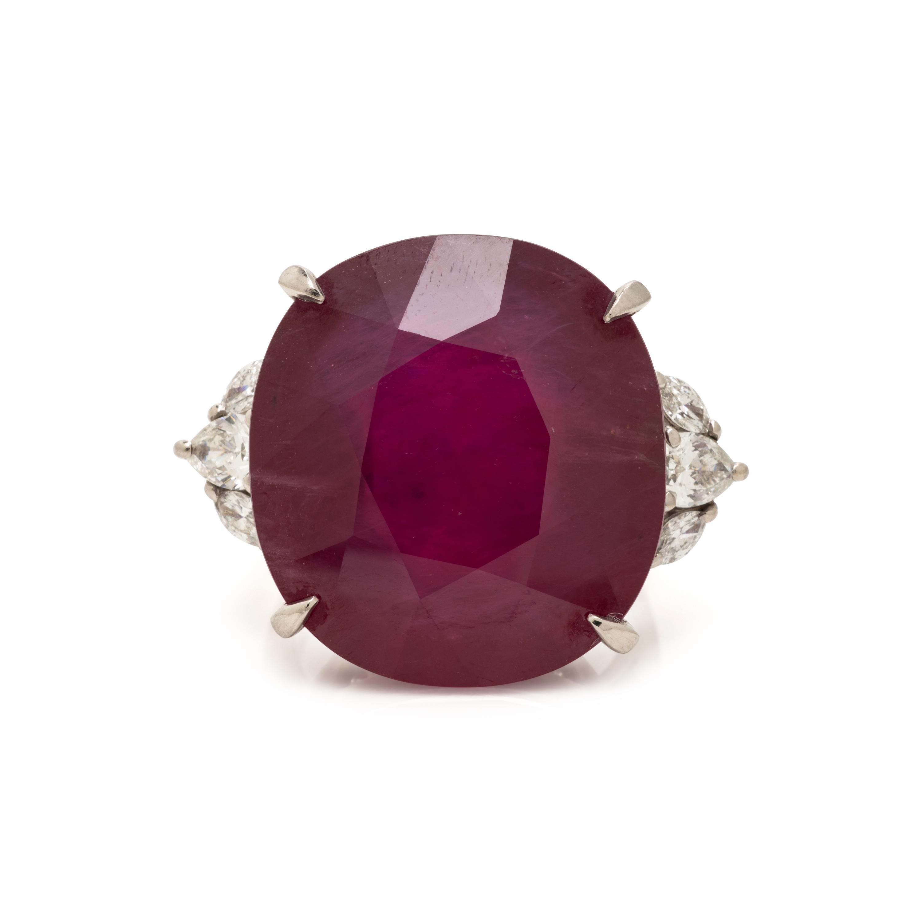 Composite Ruby, Diamond, and Platinum Ring