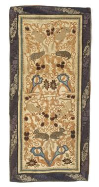 Eleven Chinese Embroidered Silk Panels Length of longest 31 inches. — LATE QING DYNASTY