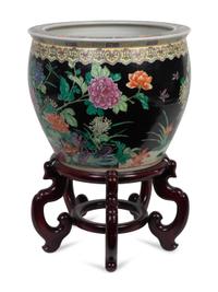 A Chinese Export Famille Noir Jardiniere — 20TH CENTURY