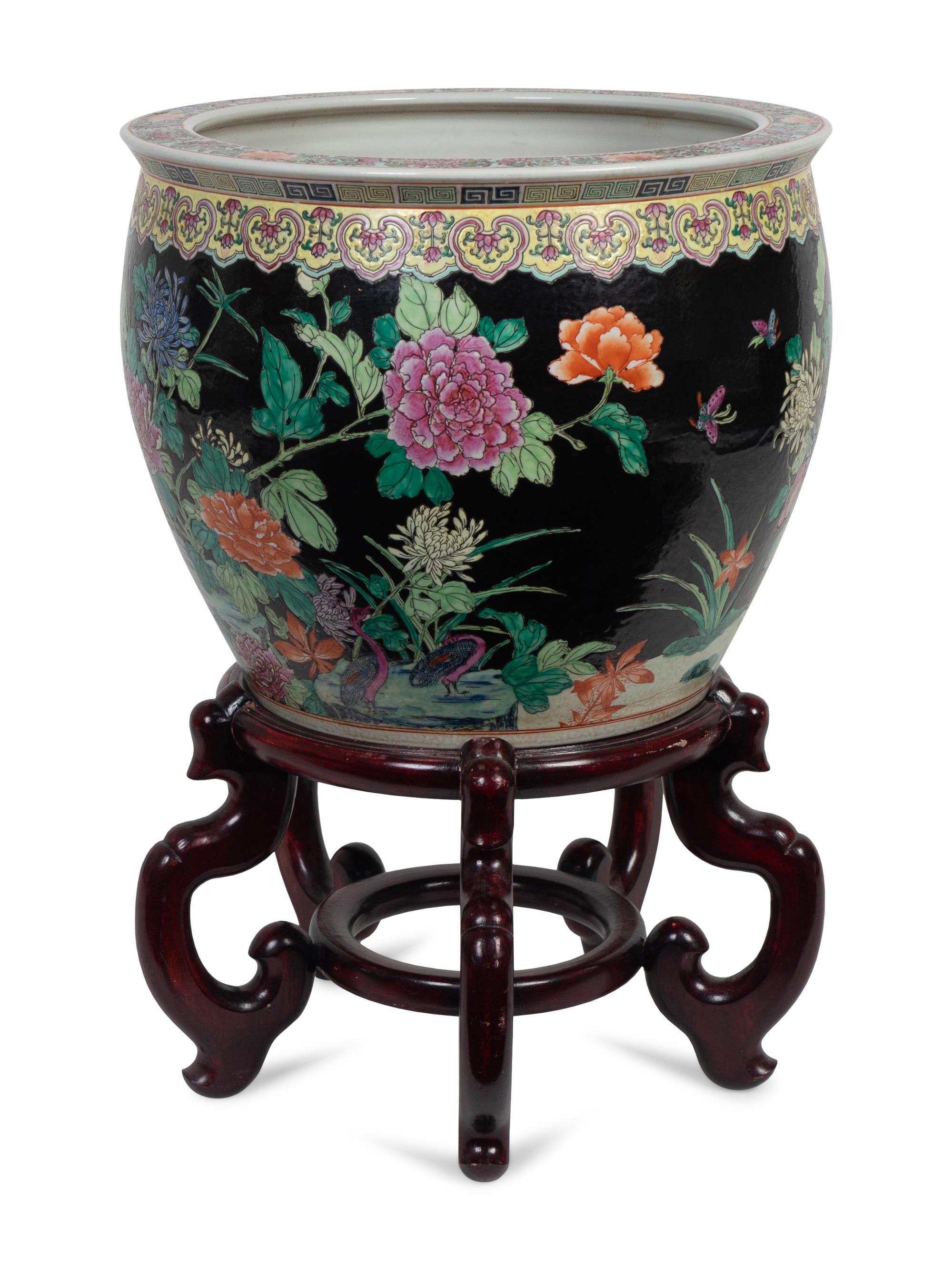 A Chinese Export Famille Noir Jardiniere — 20TH CENTURY