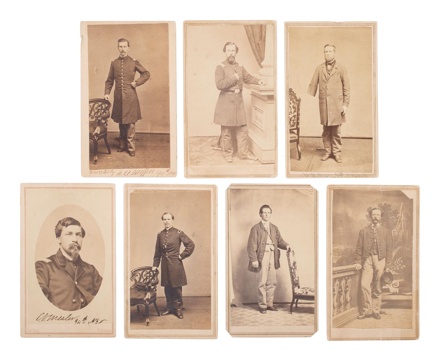 [CIVIL WAR]. A group of 16 CDVs of New York and Connecticut soldiers, highlighted by 10 images of identified members of the 94th New York Infantry, which was heavily engaged at Gettysburg.