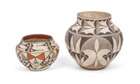 Two Acoma Polychrome Jars Height of the first 7 x diameter 7 inches.