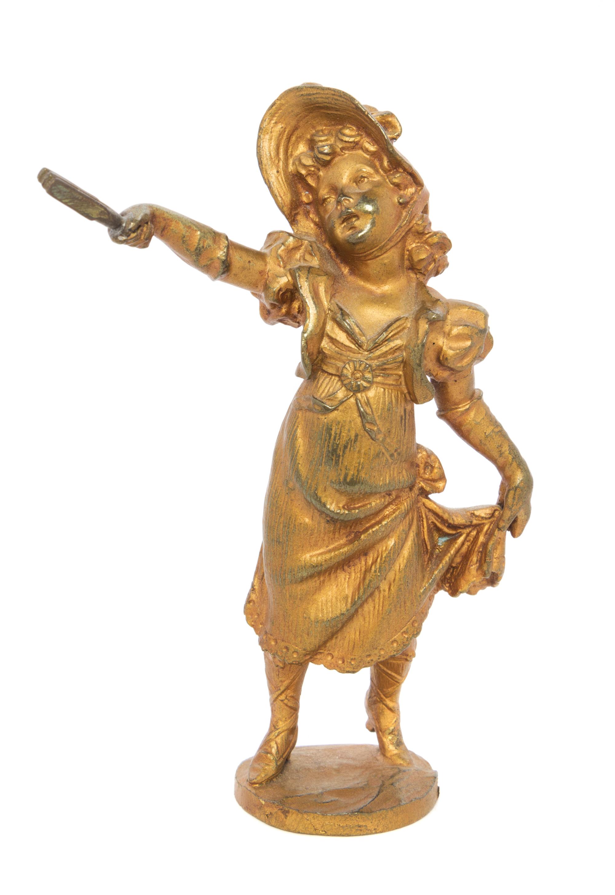 A Continental Gilt Bronze Figure Height 5 1/8 inches. — A. GROGEN, 19TH CENTURY