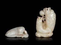 Two Chinese White Jade Carved Figures of Animals