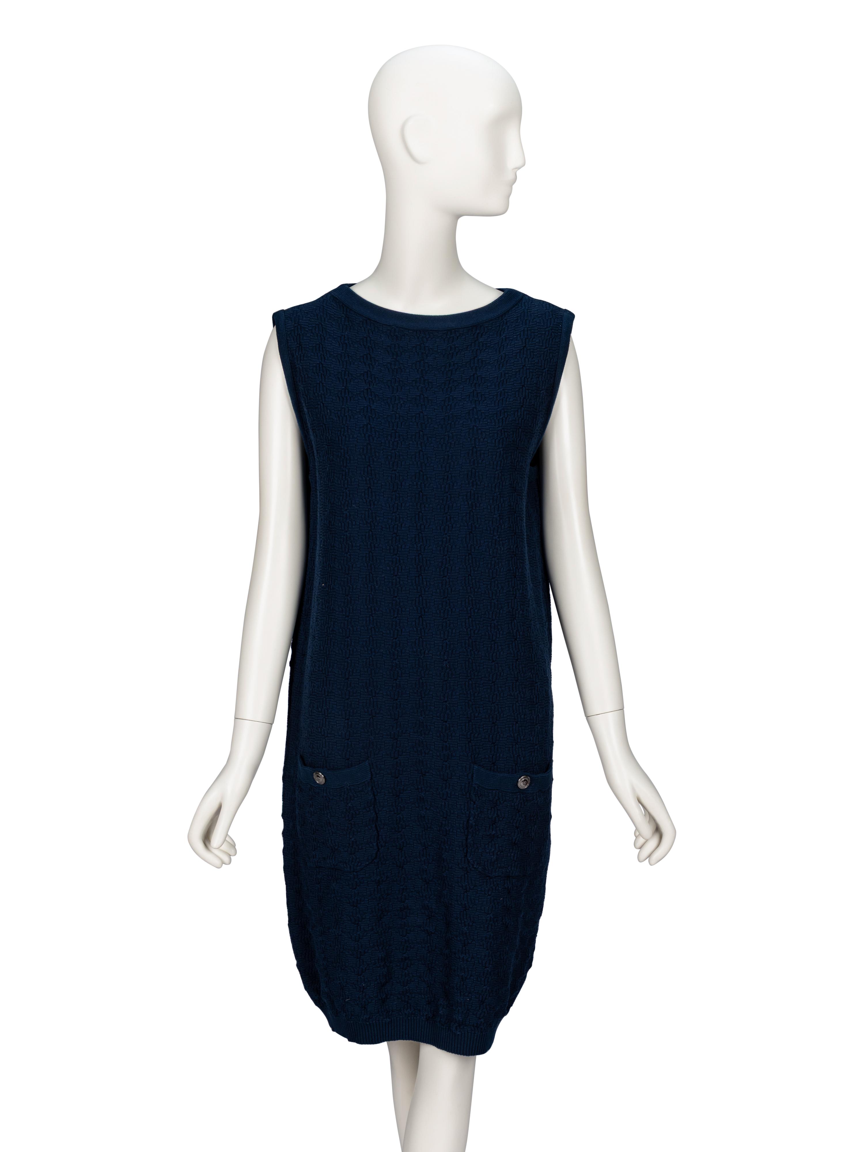 Chanel, Navy Sleeveless Knit Dress