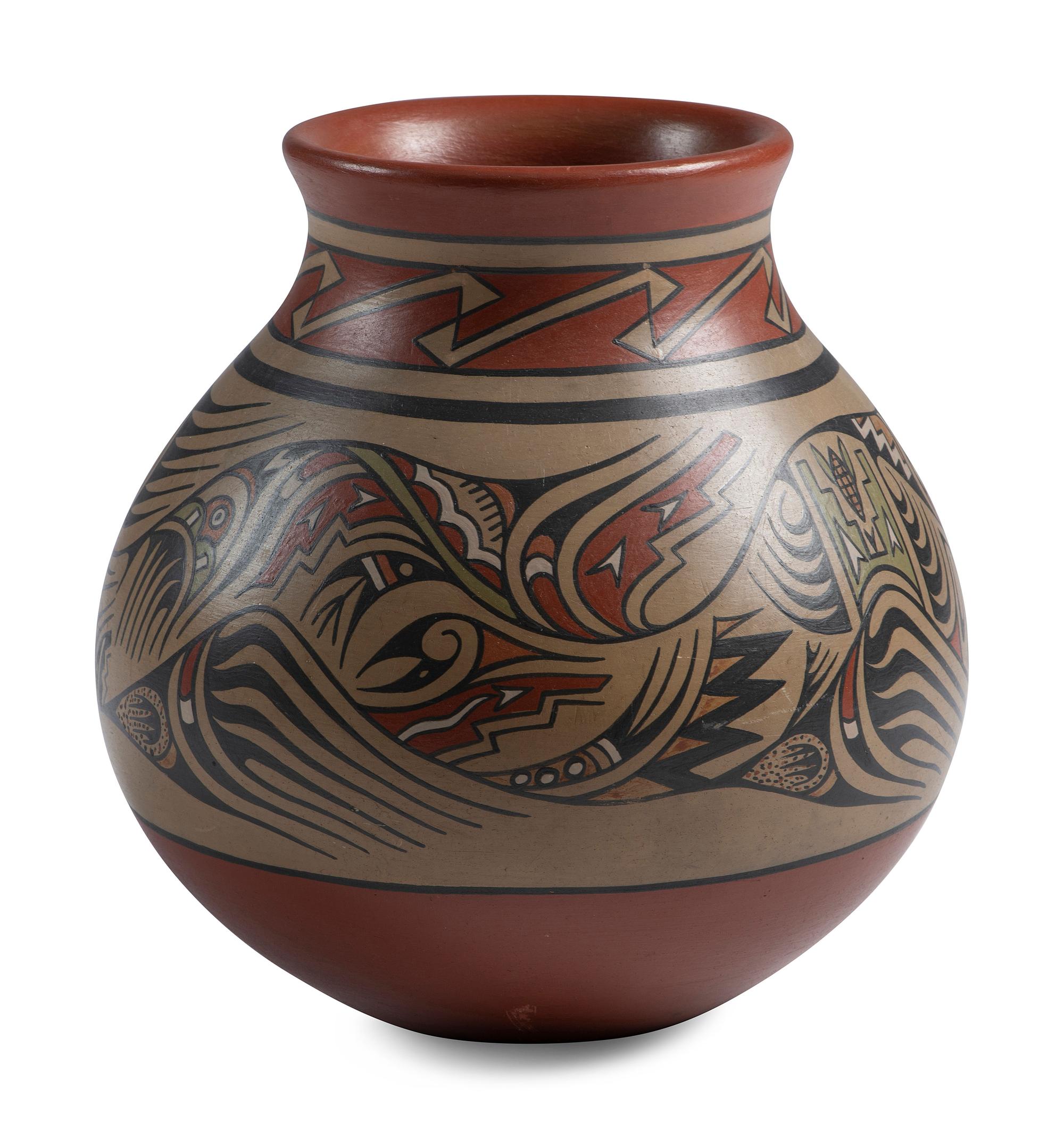 Polychrome Pottery Jar, with Avanyu