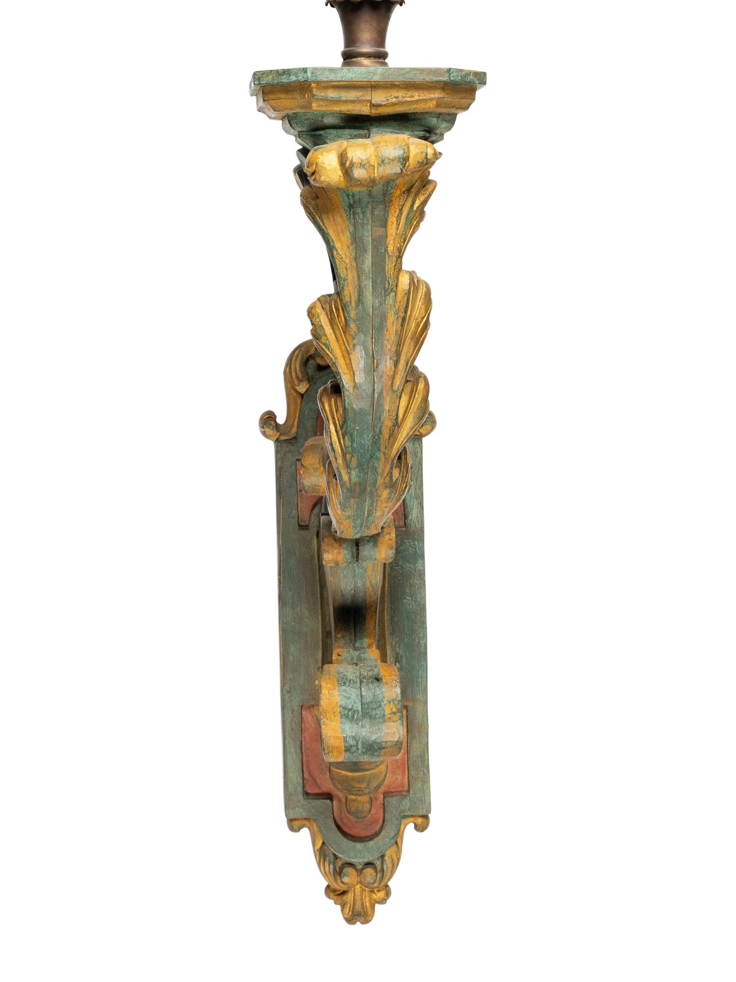 A Pair of Italian Polychrome Painted Sconces