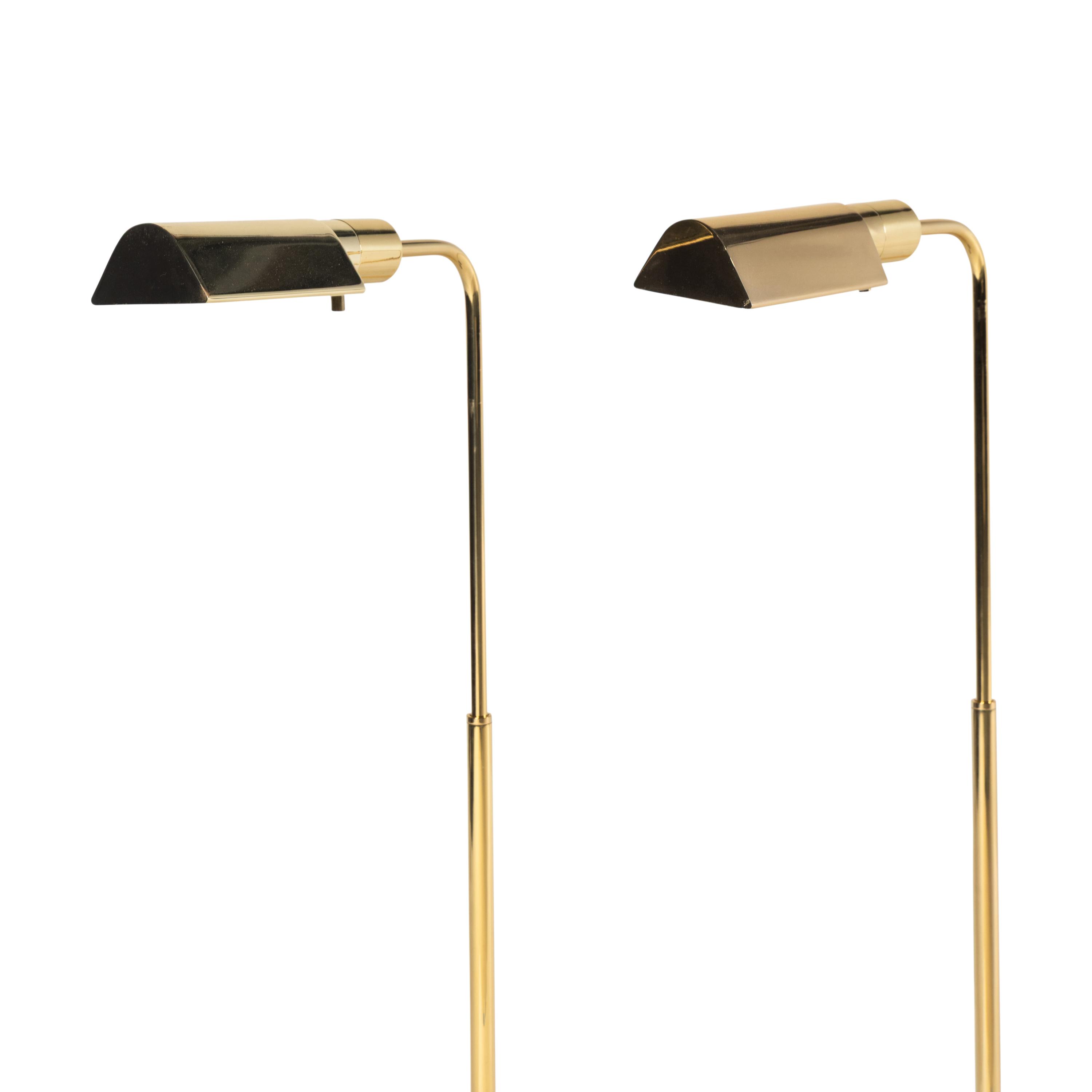 A Pair of Telescopic Brass Reading Lamps