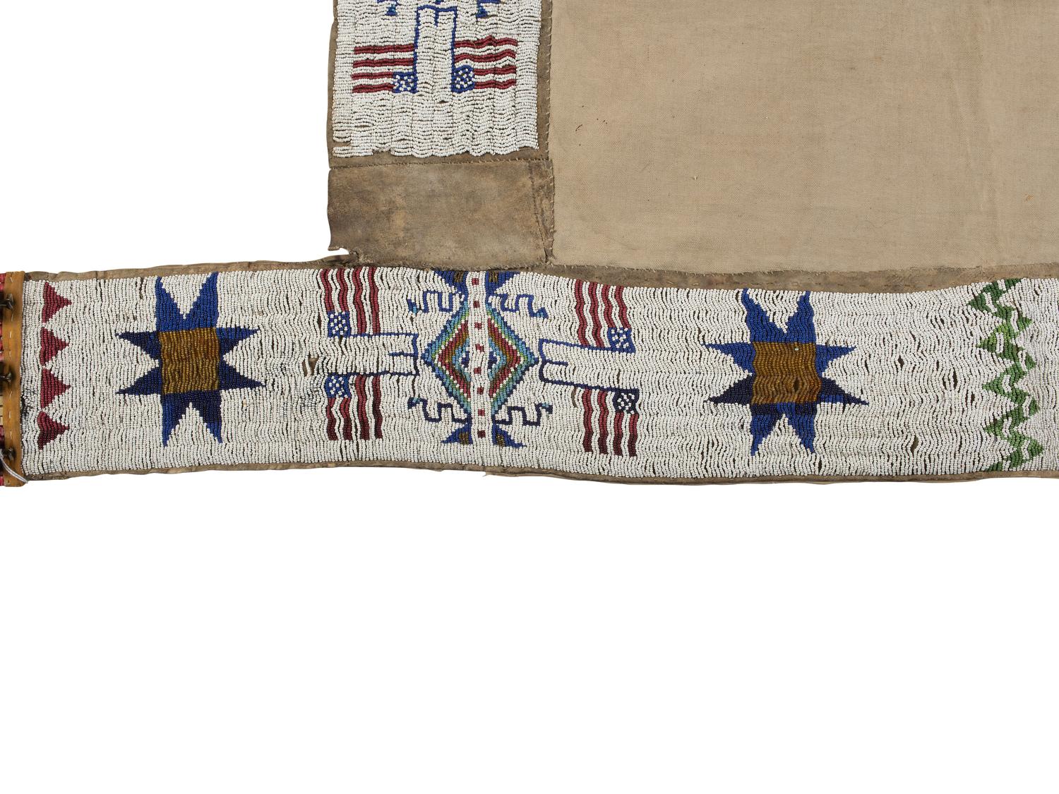 Sioux Beaded Hide Saddle Blanket, with American Flags