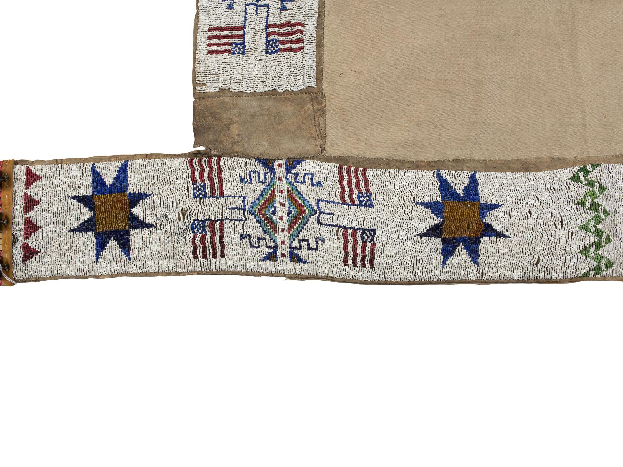 Sioux Beaded Hide Saddle Blanket, with American Flags