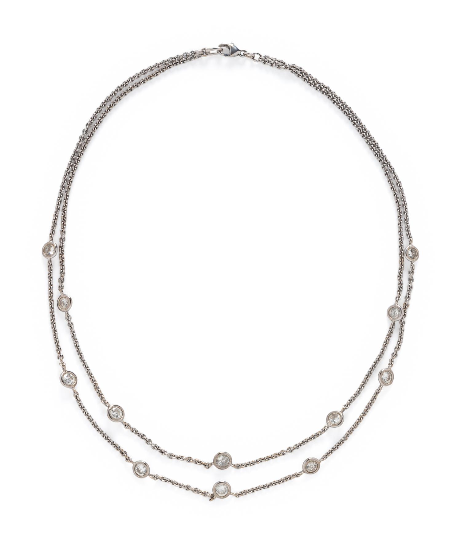 DIAMOND AND WHITE GOLD STATION NECKLACE