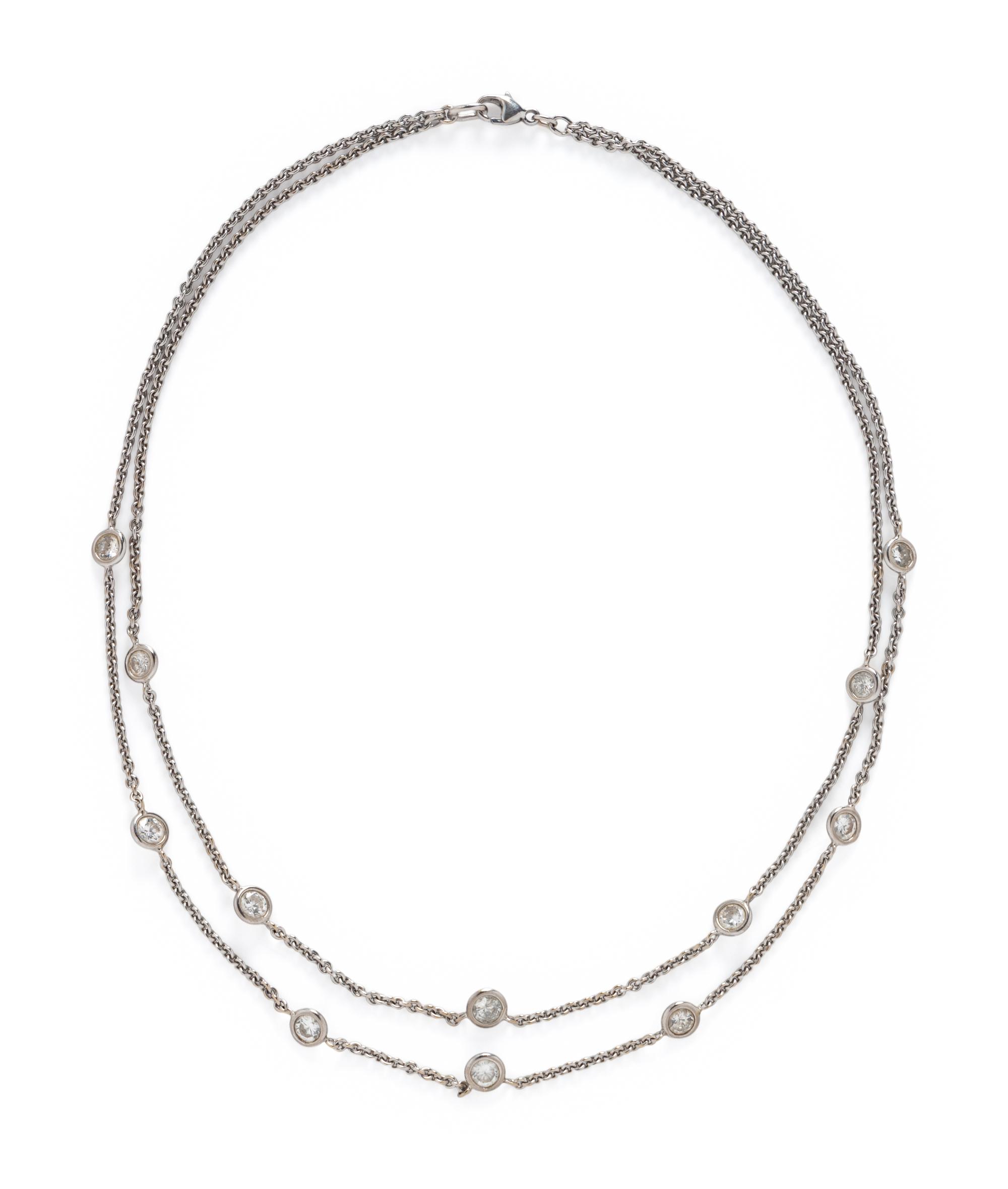 DIAMOND AND WHITE GOLD STATION NECKLACE
