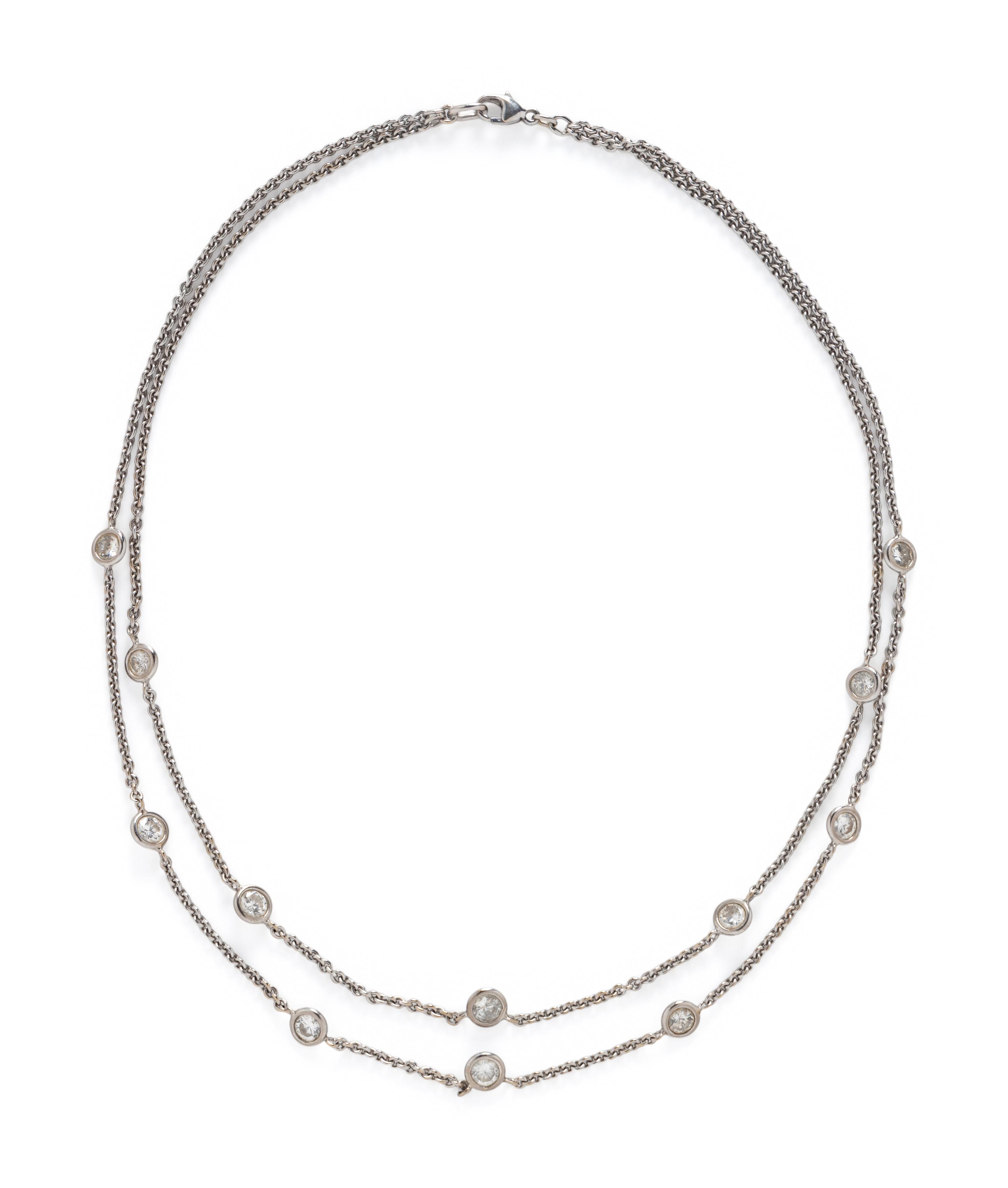 DIAMOND AND WHITE GOLD STATION NECKLACE