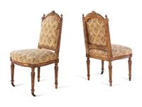 A Pair of Victorian Giltwood Side Chairs in the Louis XVI Taste