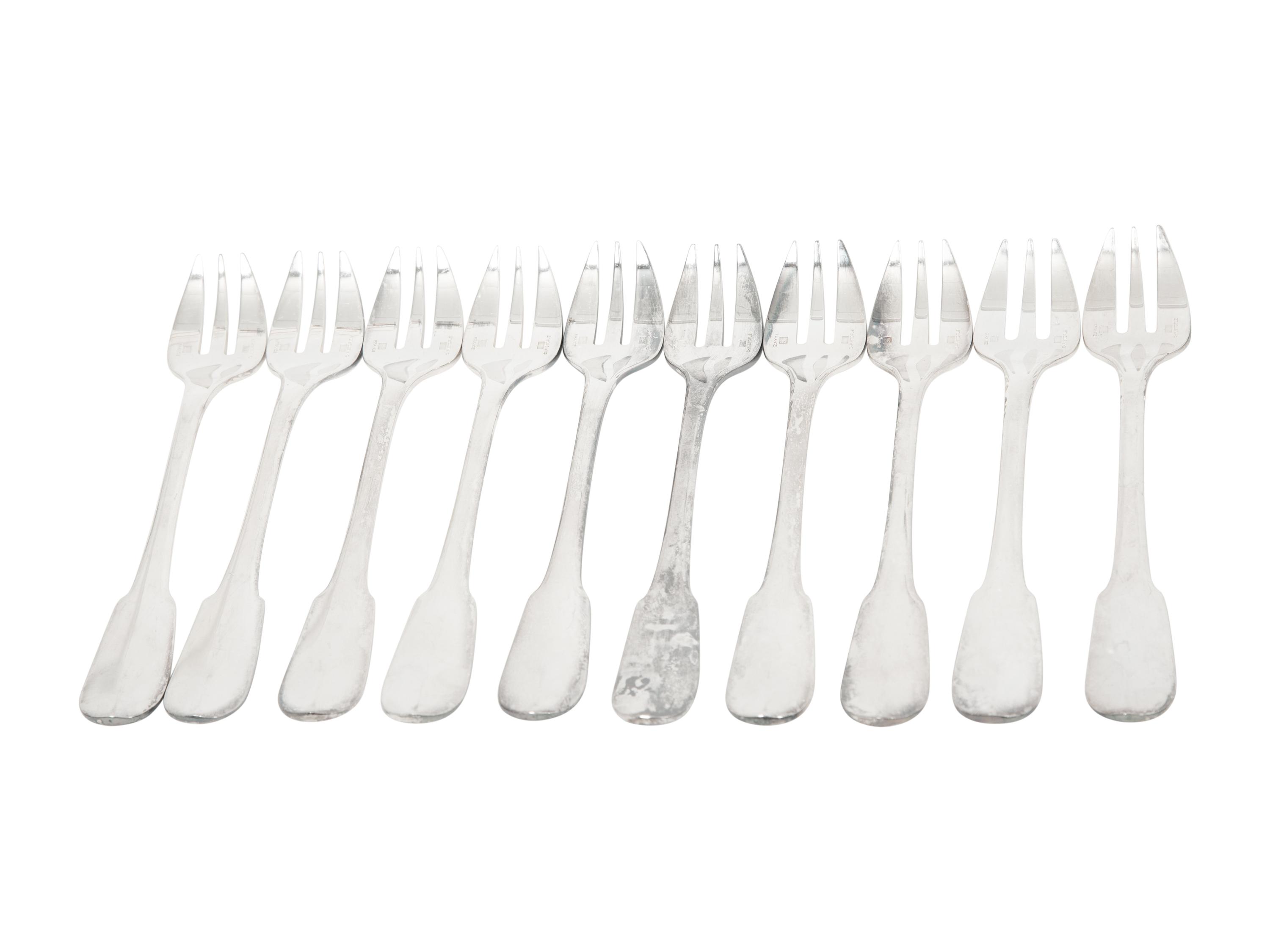 A Group of Christofle Cluny Silver-Plate Flatware Articles