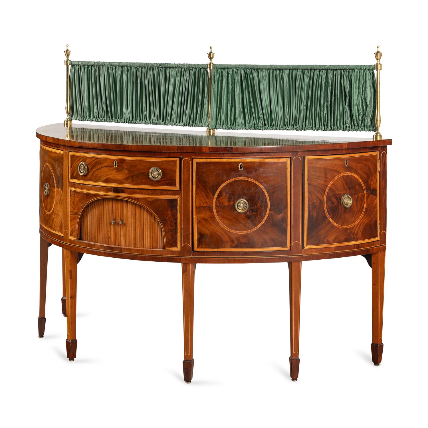 A George III Mahogany and Satinwood Demilune Sideboard
