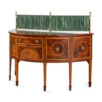 A George III Mahogany and Satinwood Demilune Sideboard