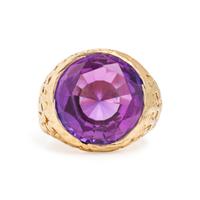 Yellow Gold and Synthetic Color Change Sapphire Ring