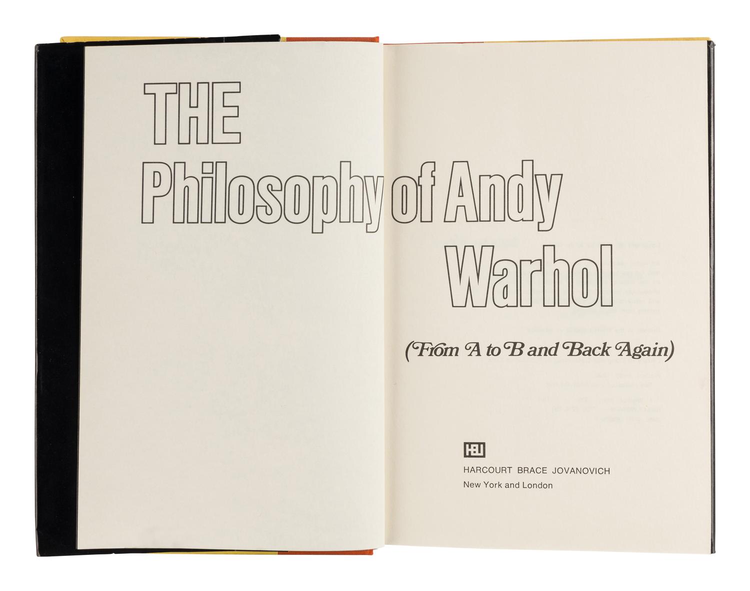 WARHOL, Andy (1928-1987). America . New York: Harper & Row, Publishers, [1985].