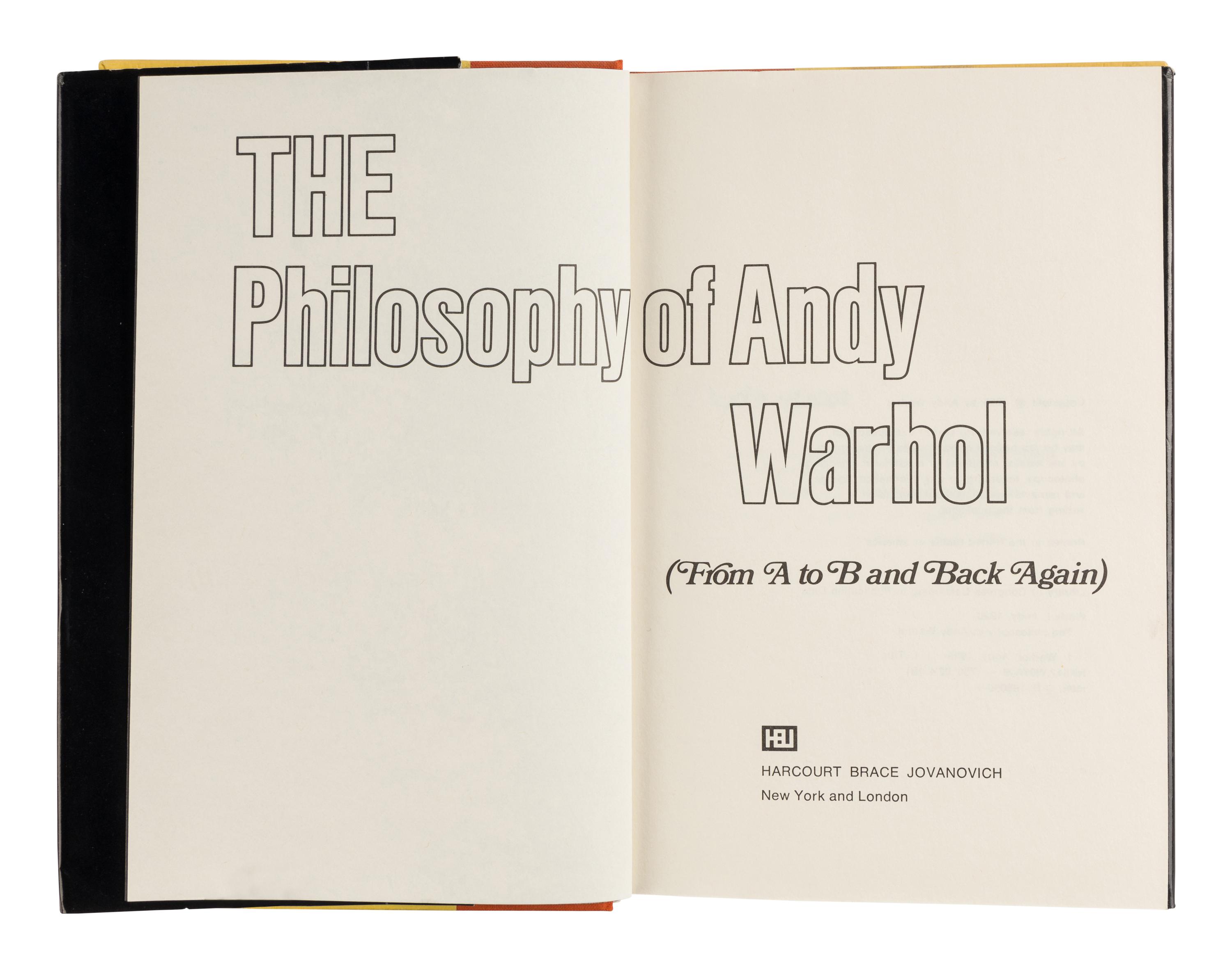 WARHOL, Andy (1928-1987). America . New York: Harper & Row, Publishers, [1985].