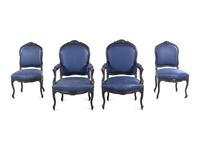 A Rococo Revival Ebonized Walnut Four-Piece Parlor Suite