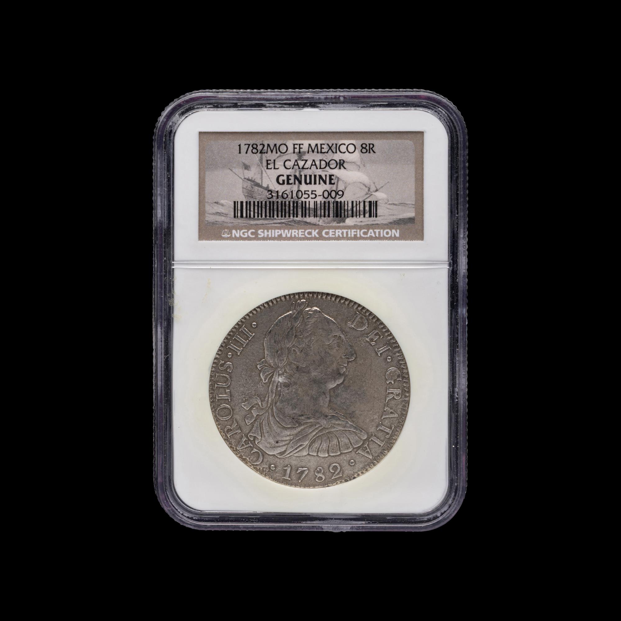 [SPANISH EMPIRE] A 1782-MO El Cazador: Shipwreck Salvage 8 Reales Coin [NGC Geniune Shipwreck Certification]