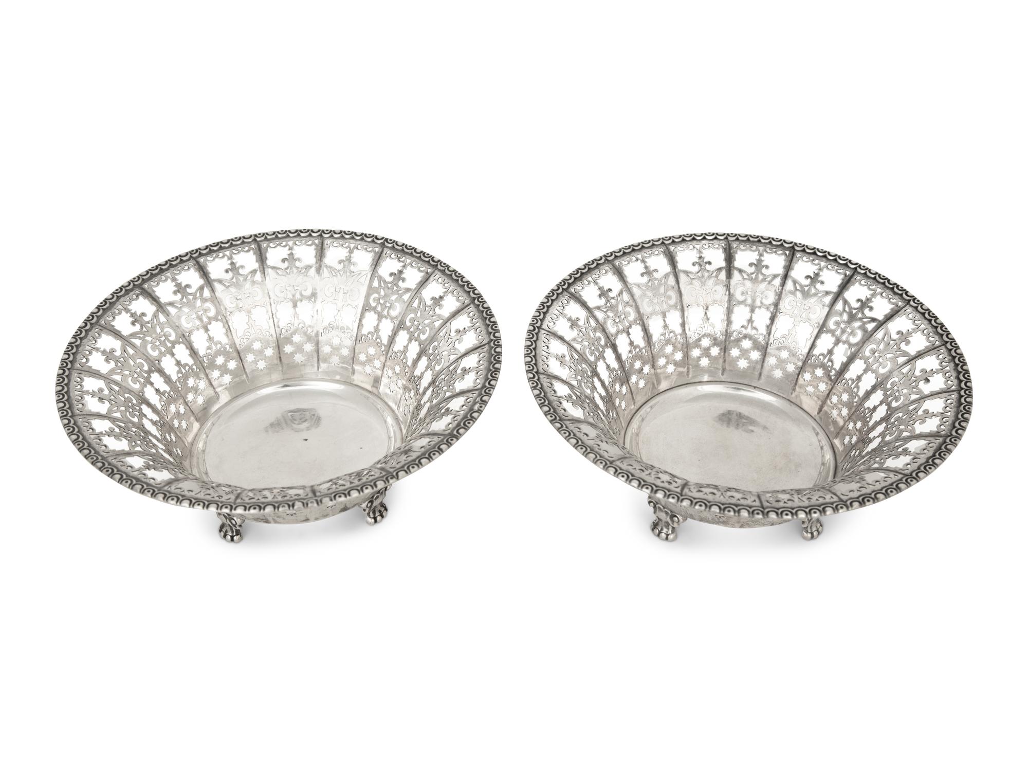 A Pair of German Silver Reticulated Bowls